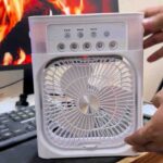 USB Rechargeable Portable Mini Fan with Spray & LED Light